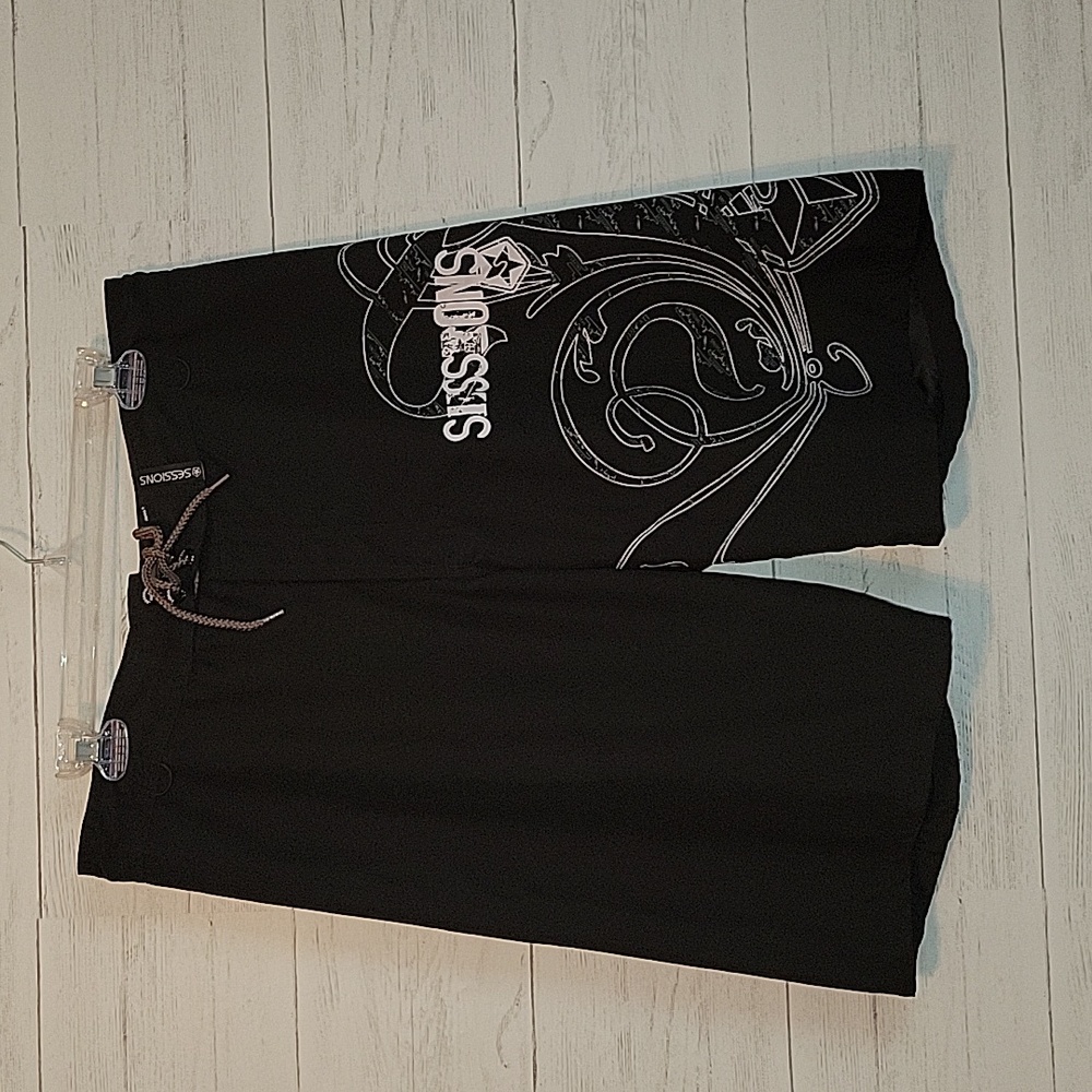 Sessions | Men's Black Graphic Swim Shorts | Medium